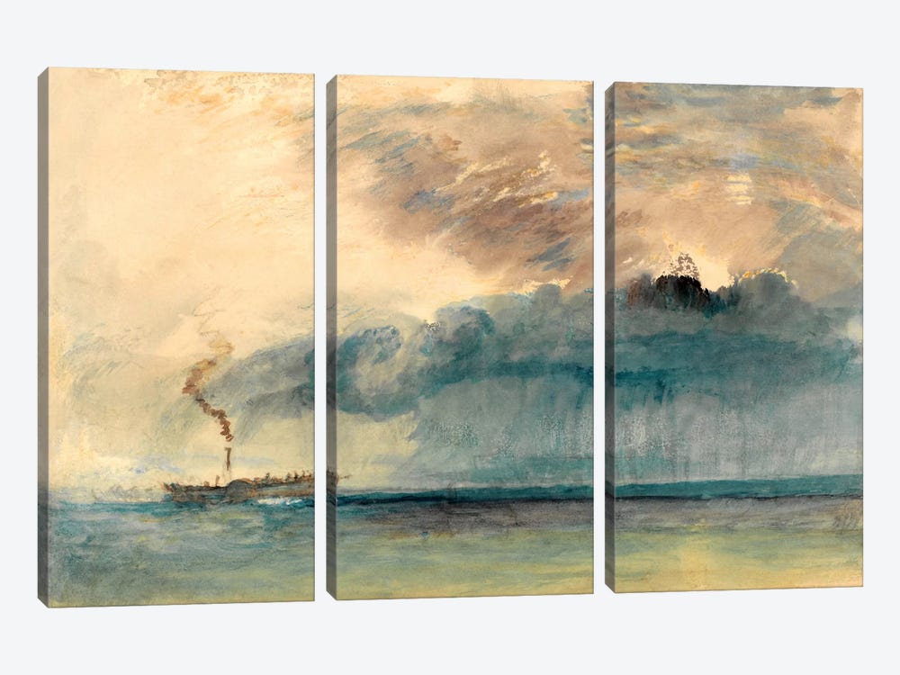 A Paddle Steamer in a Storm by J.M.W. Turner 3-piece Canvas Art