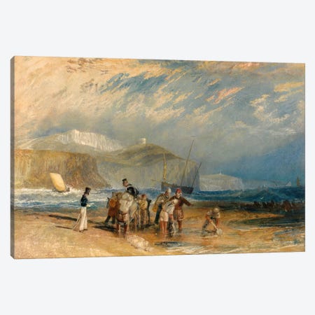 Folkestone Harbour and Coast to Dover Canvas Print #15117} by J.M.W. Turner Canvas Art Print