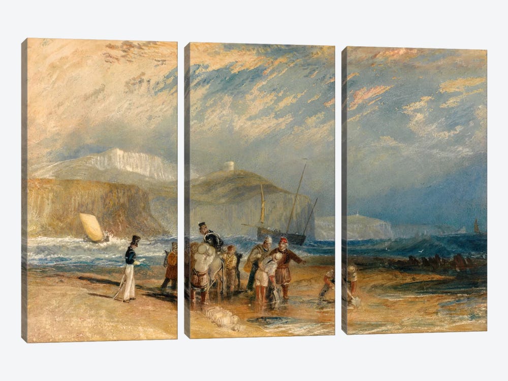 Folkestone Harbour and Coast to Dover by J.M.W. Turner 3-piece Canvas Art Print