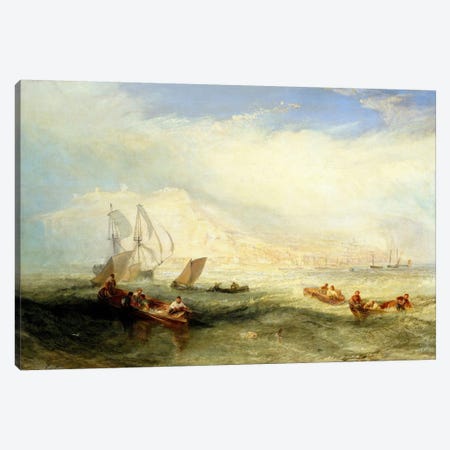 Line Fishing, Off Hastings Canvas Print #15132} by J.M.W. Turner Canvas Wall Art