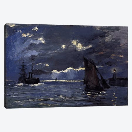 A Seascape, Shipping by Moonlight Canvas Print #15134} by Claude Monet Canvas Art Print