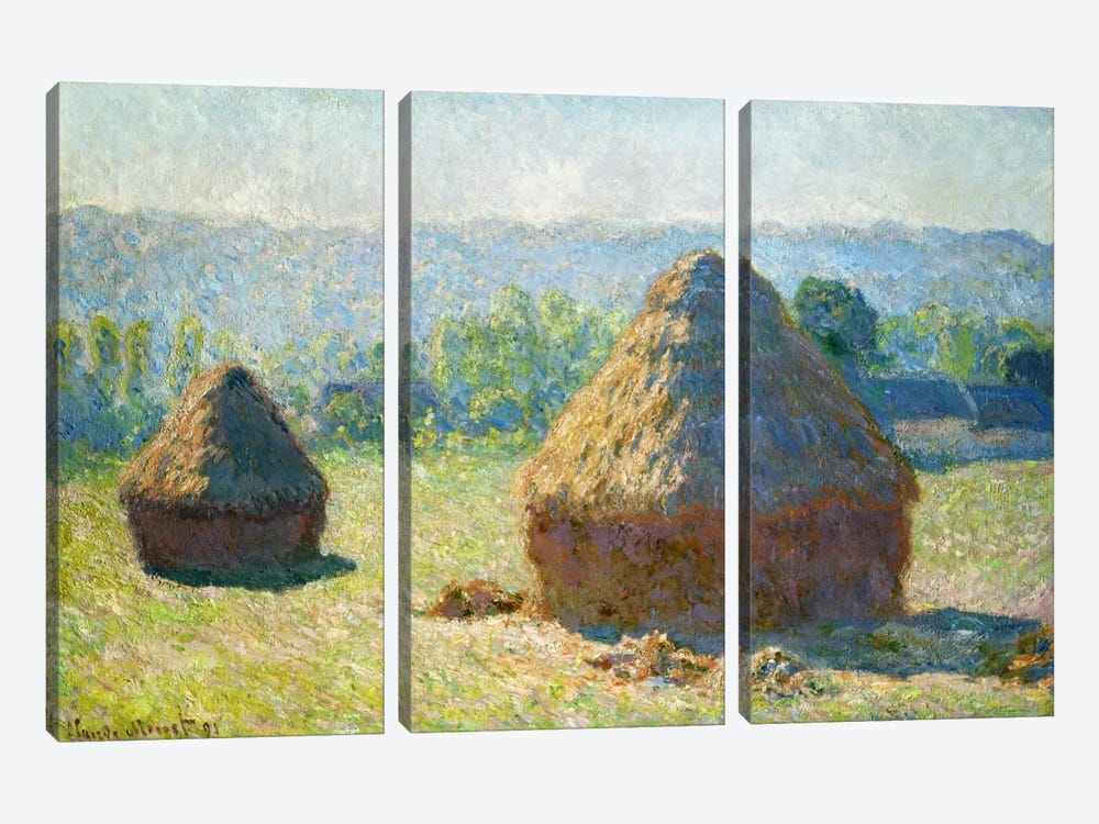 Haystack - End of the Summer by Claude Monet 3-piece Art Print