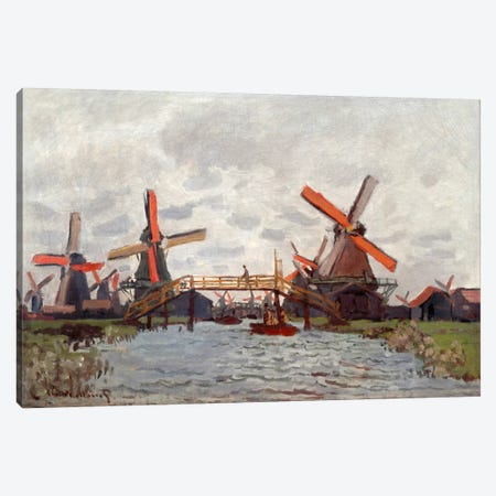 Mills in the Westzijderveld near Zaandam Canvas Print #15138} by Claude Monet Canvas Wall Art