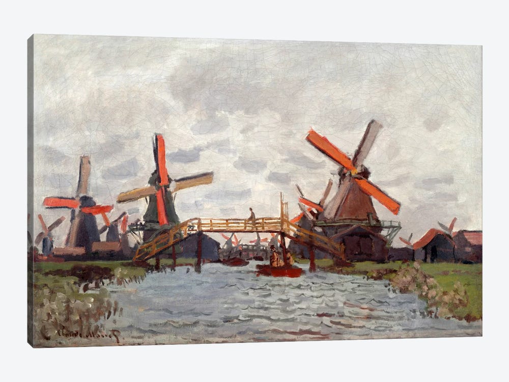 Mills in the Westzijderveld near Zaandam by Claude Monet 1-piece Canvas Art