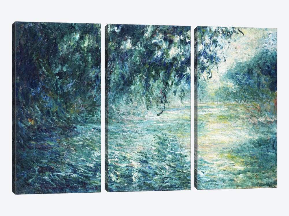 Morning on the Seine, near Giverny by Claude Monet 3-piece Canvas Art Print
