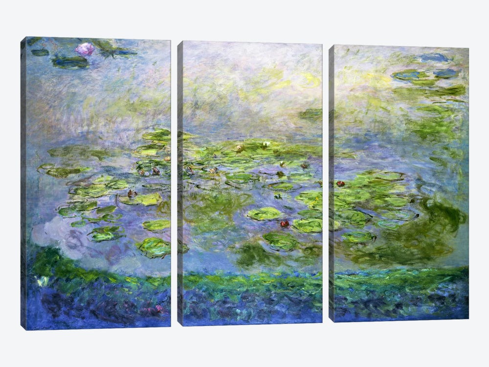 Nympheas (Waterlilies), 1917 by Claude Monet 3-piece Canvas Artwork