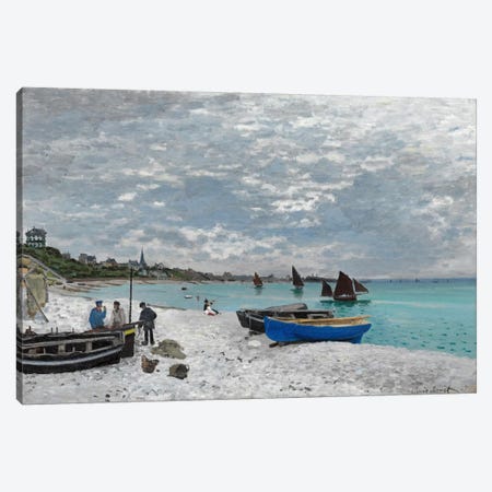 The Beach at Saint-Adresse Canvas Print #15145} by Claude Monet Canvas Art