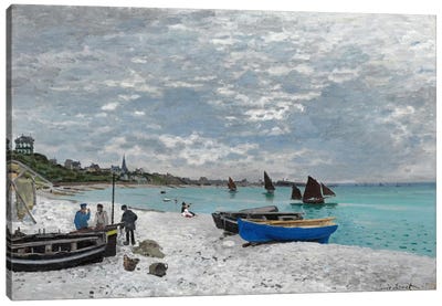 The Beach at Saint-Adresse Canvas Art Print - Coastline Art