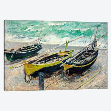 Three Fishing Boats Canvas Print #15146} by Claude Monet Canvas Wall Art