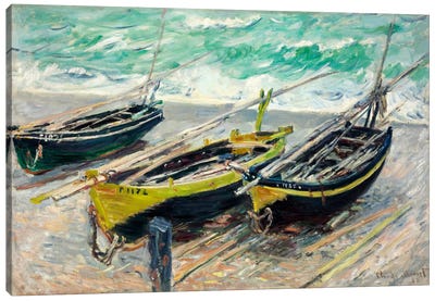 Three Fishing Boats Canvas Art Print - By Water