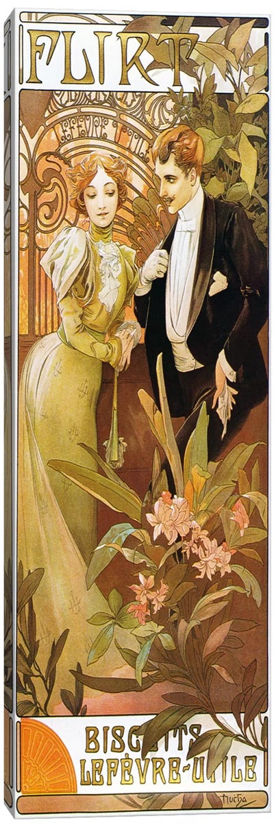 Flirt' Biscuits by 'Lefevre-Utile' 1899 Canvas Art Print - Alphonse Mucha