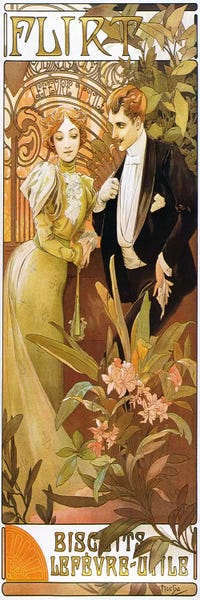 Alphonse Mucha: Flirt' Biscuits by 'Lefevre-Utile' 1899 by Alphonse Mucha