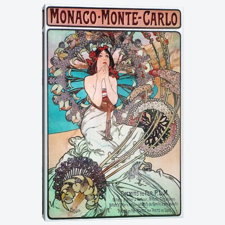 Monaco, Monte Carlo, 1897 Canvas Print #15167} by Alphonse Mucha Canvas Wall Art