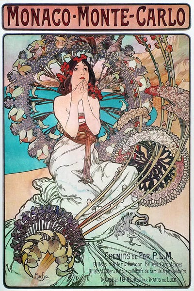 Advertisements: Monaco, Monte Carlo, 1897 by Alphonse Mucha