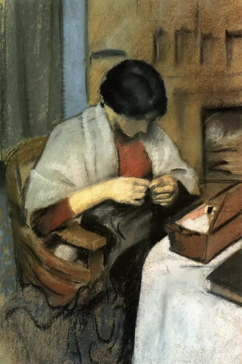 Elisabeth Gerhardt Sewing by August Macke wall art