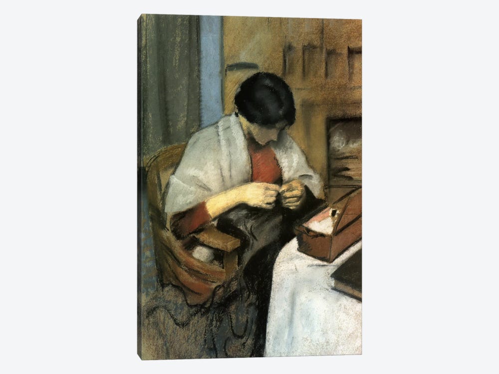 Elisabeth Gerhardt Sewing by August Macke 1-piece Art Print