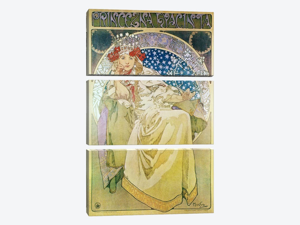 Princess Hyacinth (1911) by Alphonse Mucha 3-piece Canvas Art