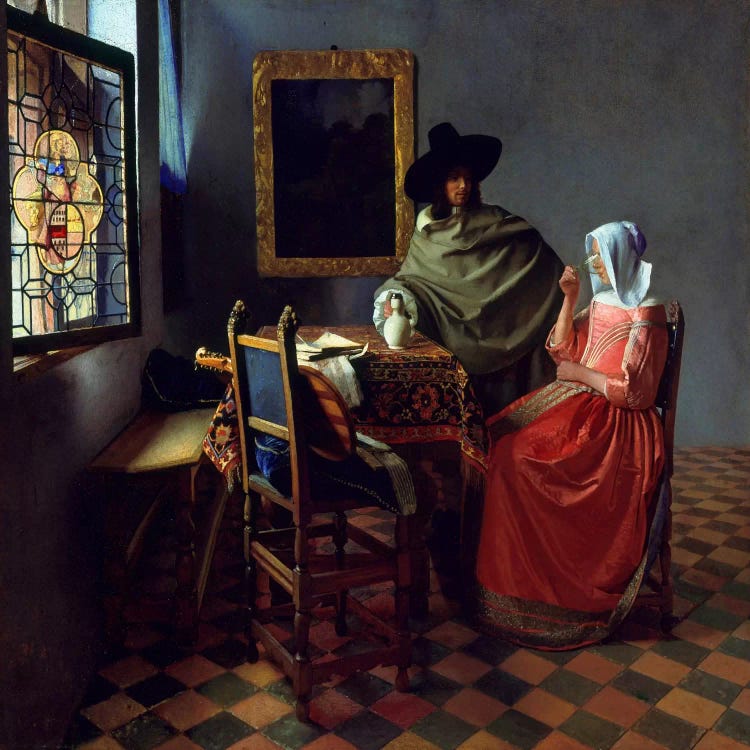 The Wine Glass by Johannes Vermeer wall art