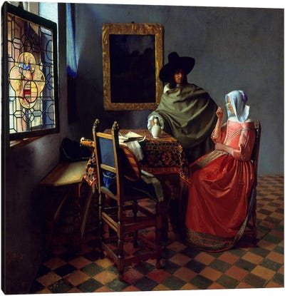 The Wine Glass Canvas Art Print - Johannes Vermeer