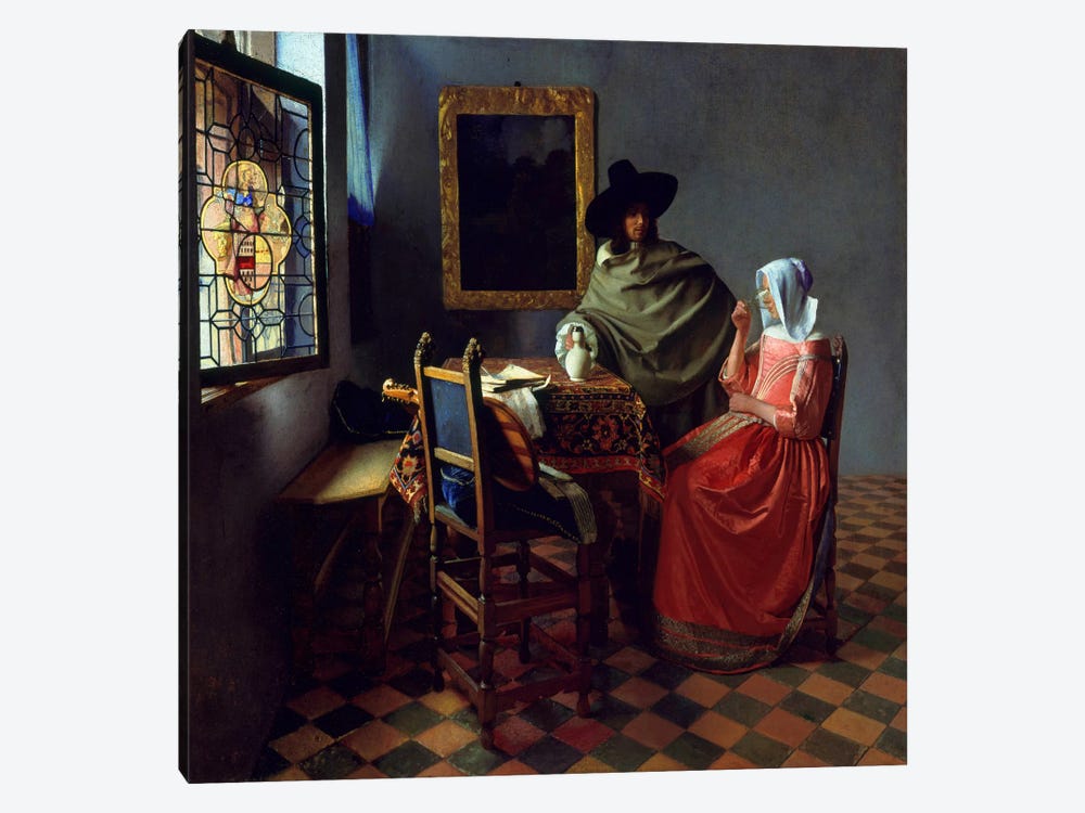 The Wine Glass by Johannes Vermeer 1-piece Canvas Artwork