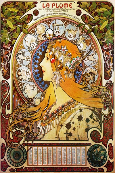 Astronomy & Space: Zodiac (1896) by Alphonse Mucha