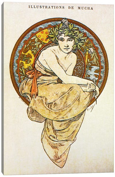 Clio (1900) Canvas Art Print - Alphonse Mucha