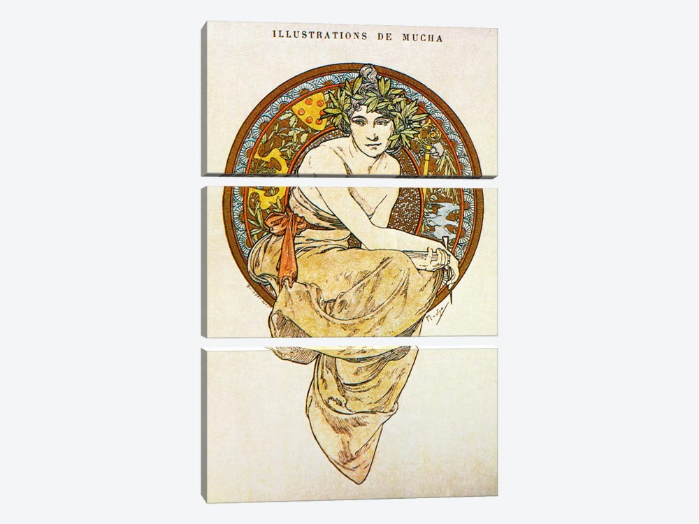 Clio (1900) by Alphonse Mucha 3-piece Canvas Artwork