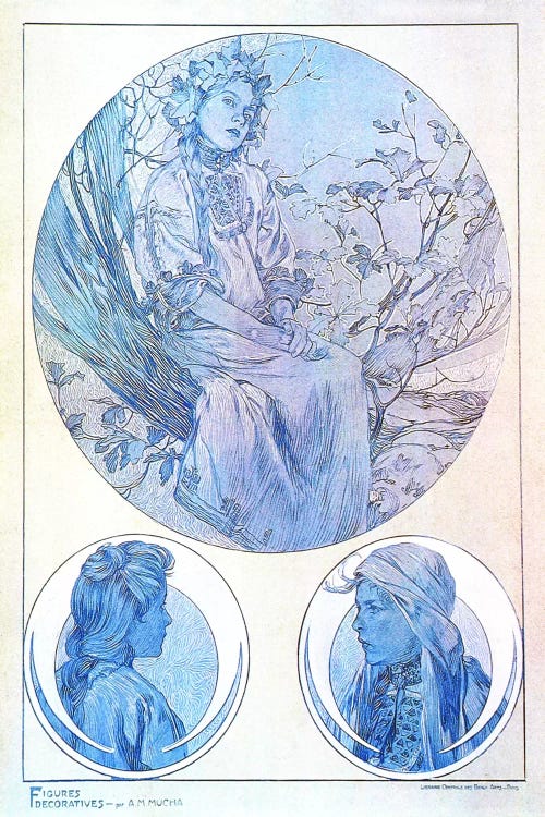 Plate 45 from 'Documents Decoratifs', 1902 by Alphonse Mucha wall art