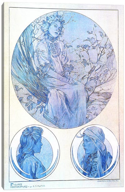 Plate 45 from 'Documents Decoratifs', 1902 Canvas Art Print - Alphonse Mucha