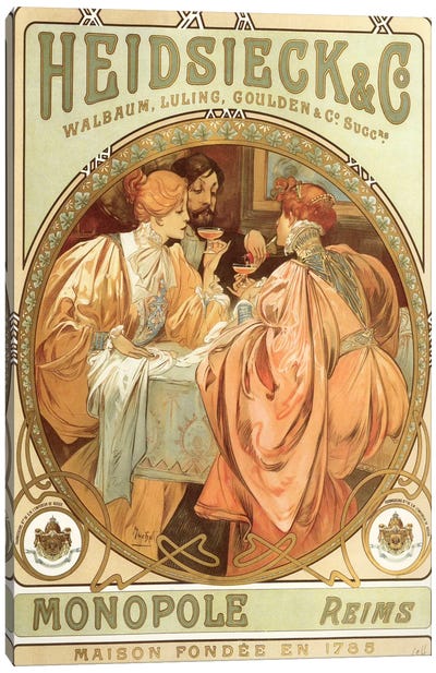 Drinking Champagne, 1785 Canvas Art Print - Art Nouveau