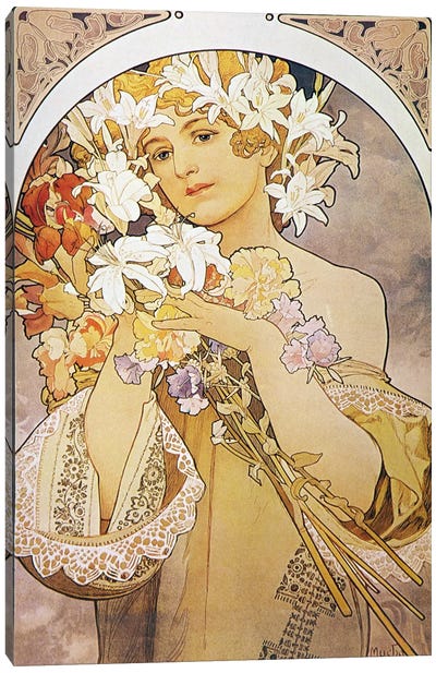Flowers, 1897 Canvas Art Print - Alphonse Mucha