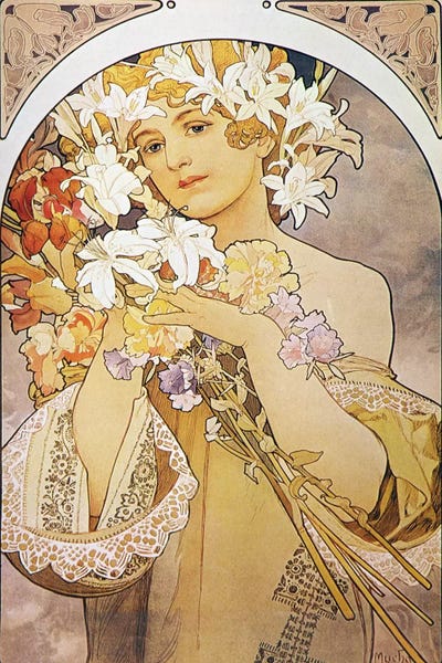 Art Nouveau: Flowers, 1897 by Alphonse Mucha