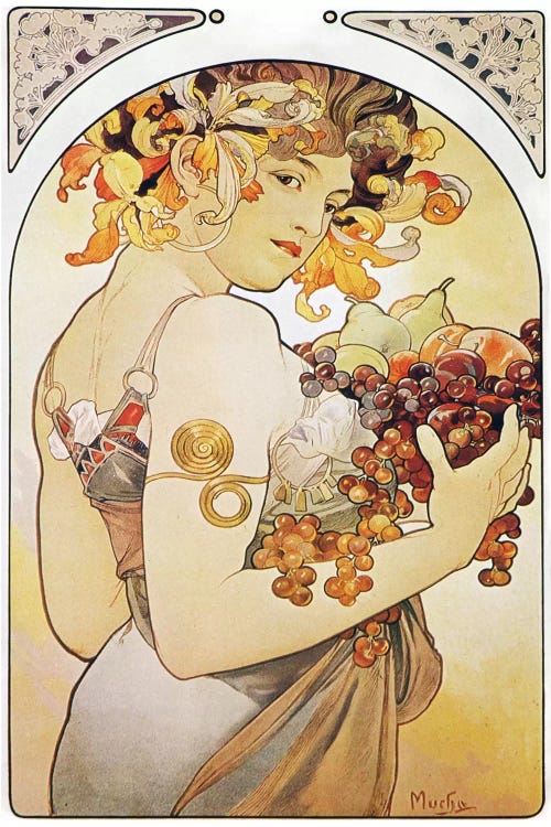 Fruit, 1897 by Alphonse Mucha wall art