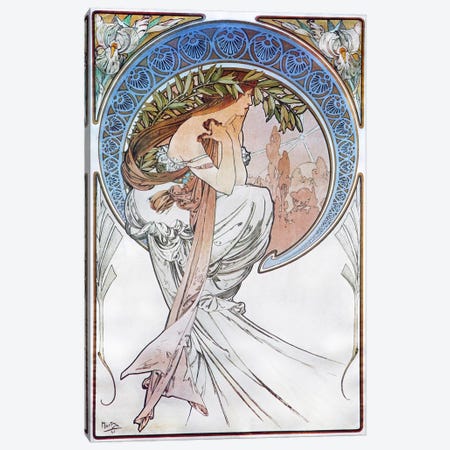 Poetry, 1898 #2 Canvas Print #15198} by Alphonse Mucha Canvas Art