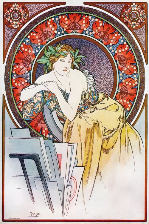 Girl With Easel, 1898 by Alphonse Mucha wall art
