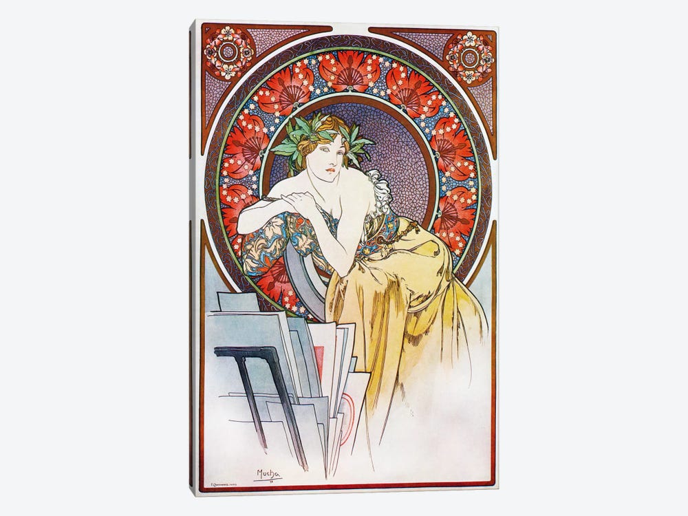 Girl With Easel, 1898 by Alphonse Mucha 1-piece Art Print