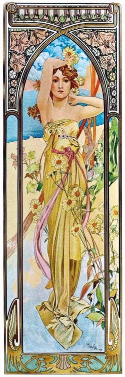 Mucha Daybreak 1899 Fashion Lady Vintage Poster Repro FREE SHIPPING 