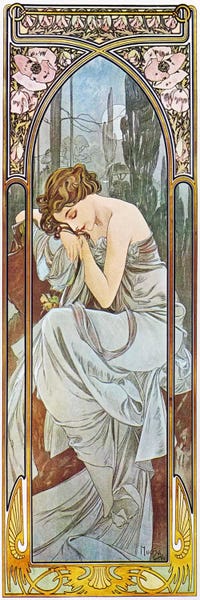 Shabby Chic Décor: Nocturnal Slumber, 1899 by Alphonse Mucha