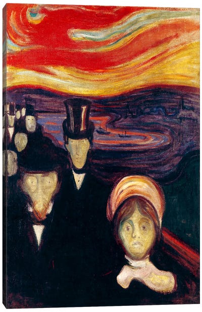 Anxiety, 1894 Canvas Art Print - Edvard Munch