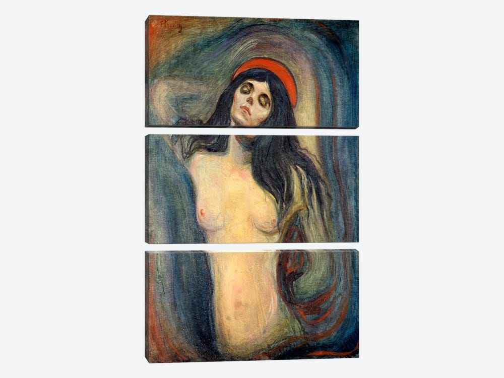 Madonna, 1895 by Edvard Munch 3-piece Canvas Print