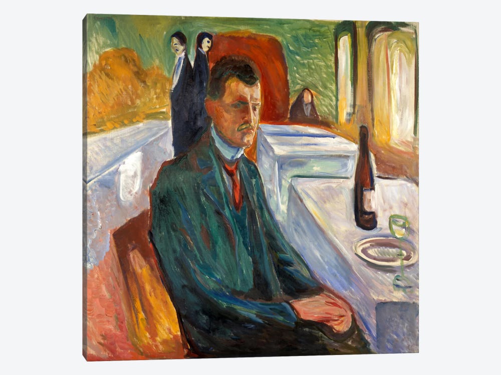 Self-Portrait with a Bottle of Wine, 1906 by Edvard Munch 1-piece Art Print