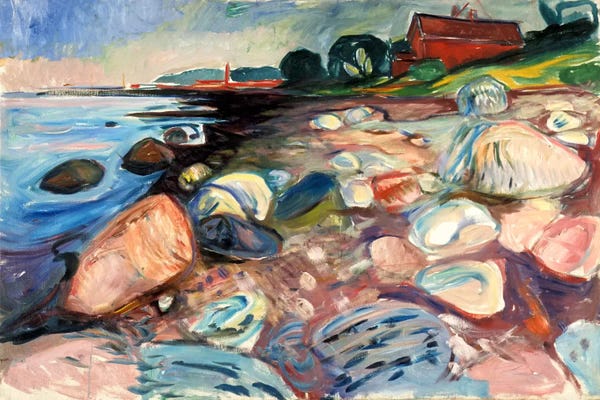 Rocky Beaches: Shore with the Red House, 1904 by Edvard Munch