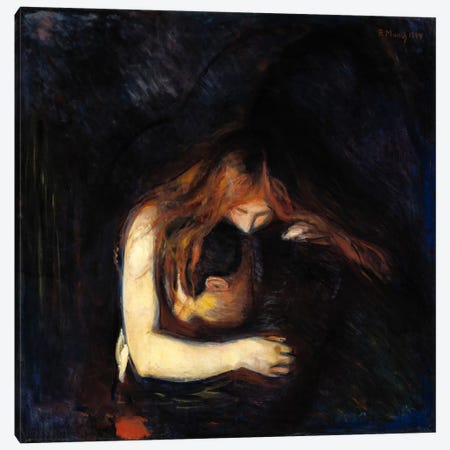 The Vampire (Love and Pain), 1894 Canvas Print #15234} by Edvard Munch Canvas Wall Art