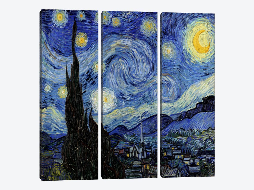 The Starry Night by Vincent van Gogh 3-piece Art Print