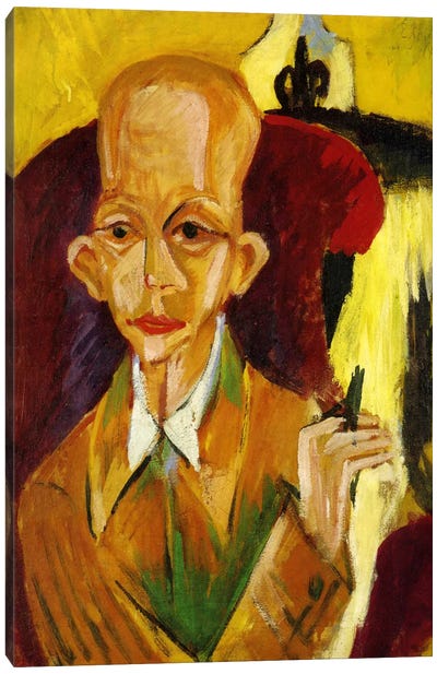 Portrait of Oskar Schlemmer Canvas Art Print - Ernst Ludwig Kirchner