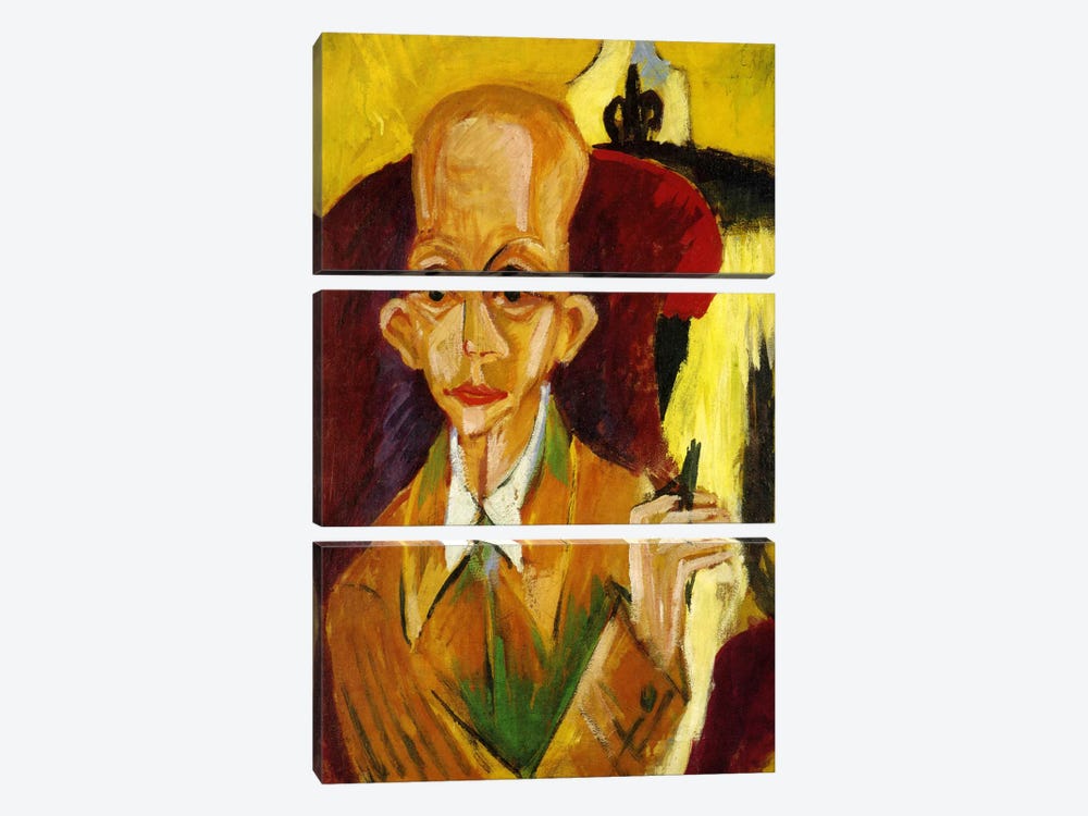 Portrait of Oskar Schlemmer by Ernst Ludwig Kirchner 3-piece Canvas Wall Art