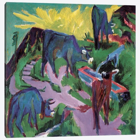 Cows at Sunset Canvas Print #15262} by Ernst Ludwig Kirchner Canvas Art