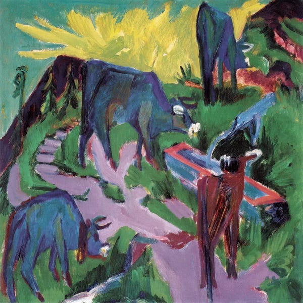 Expressionism: Cows at Sunset by Ernst Ludwig Kirchner