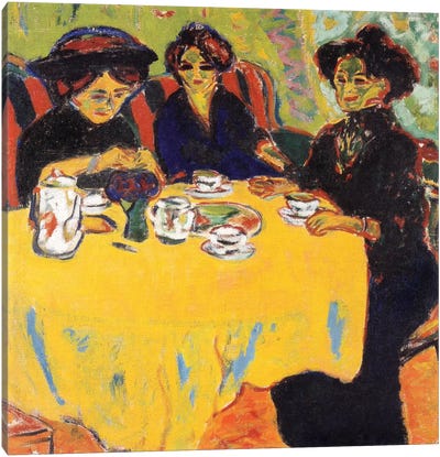 Coffee Drinking Women, 1907 Canvas Art Print - Mellow Yellow