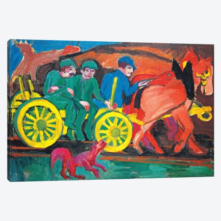 Horses with Three Farmers Canvas Print #15264} by Ernst Ludwig Kirchner Canvas Art Print